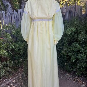 Vintage 1960s Yellow Chiffon Long Sleeve Dress
